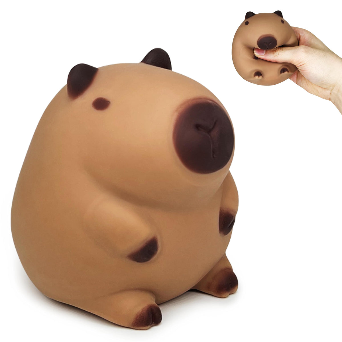 Squishy Capybara Stress Balls Squeeze Toys Super Fun Animal Stress Relief Ball for Kids and Teens Dough Ball Sensory Toys Party Favors Classroom Prizes | Sitting Capybara Squish Balls Fidget Toys