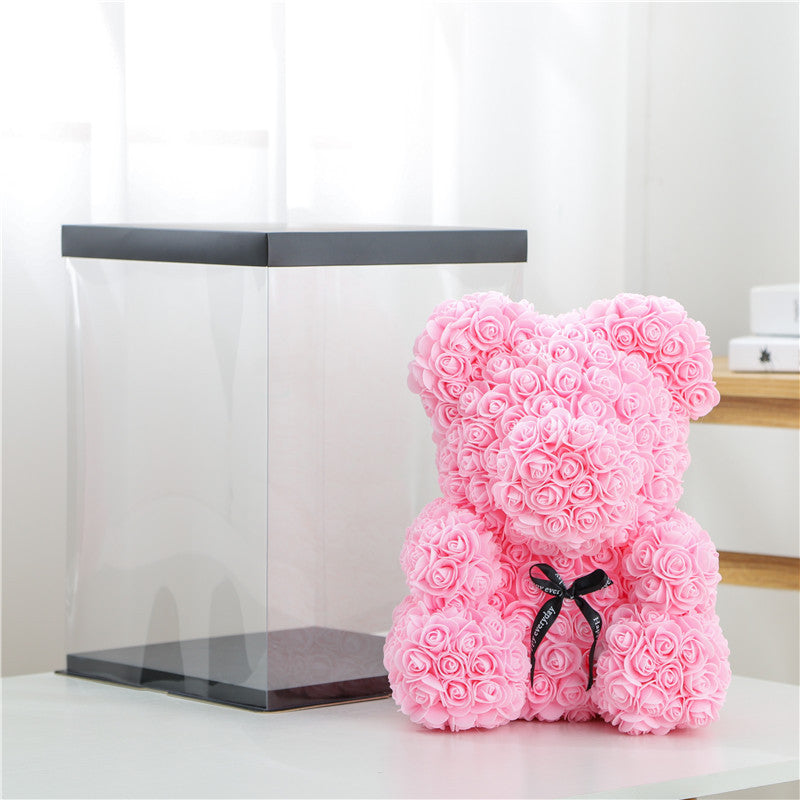 40cm Heart-Shaped Bow Crown Rose Bear Gift