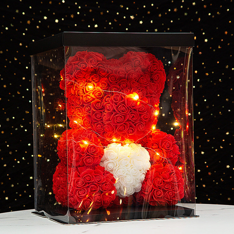 40cm Heart-Shaped Bow Crown Rose Bear Gift