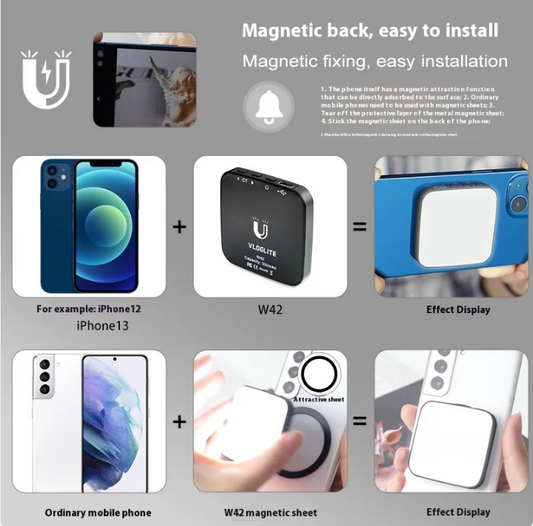 W42 Mini Magnetic Mobile Phone Fill-in Light for Live Shooting