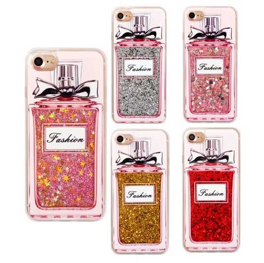 Heart Sequin Phone Case, Liquid Sand, Perfume Bottle Cover