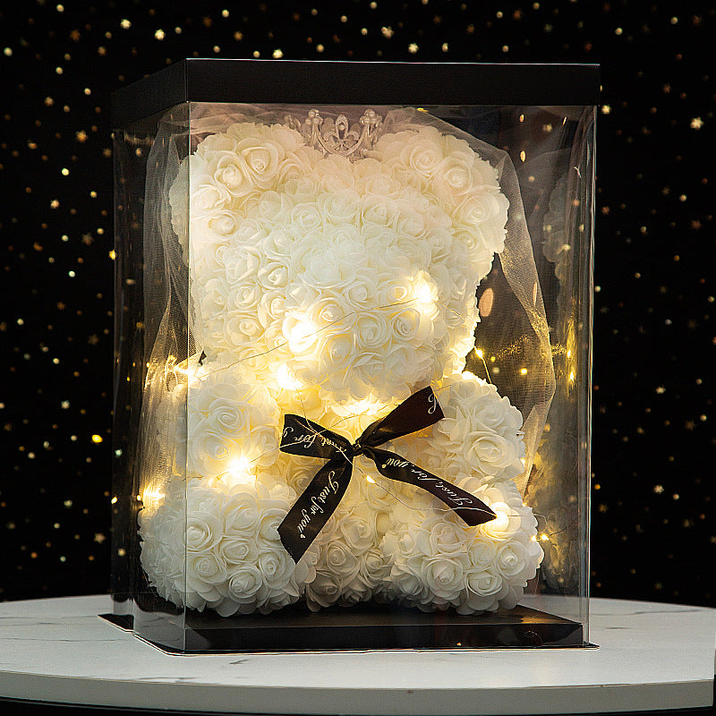 40cm Heart-Shaped Bow Crown Rose Bear Gift