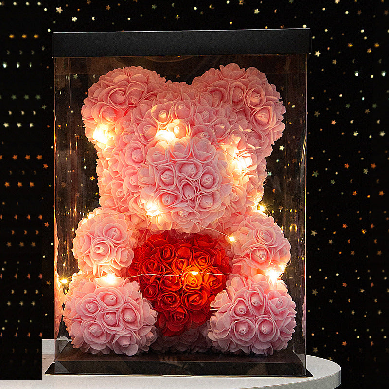 40cm Heart-Shaped Bow Crown Rose Bear Gift