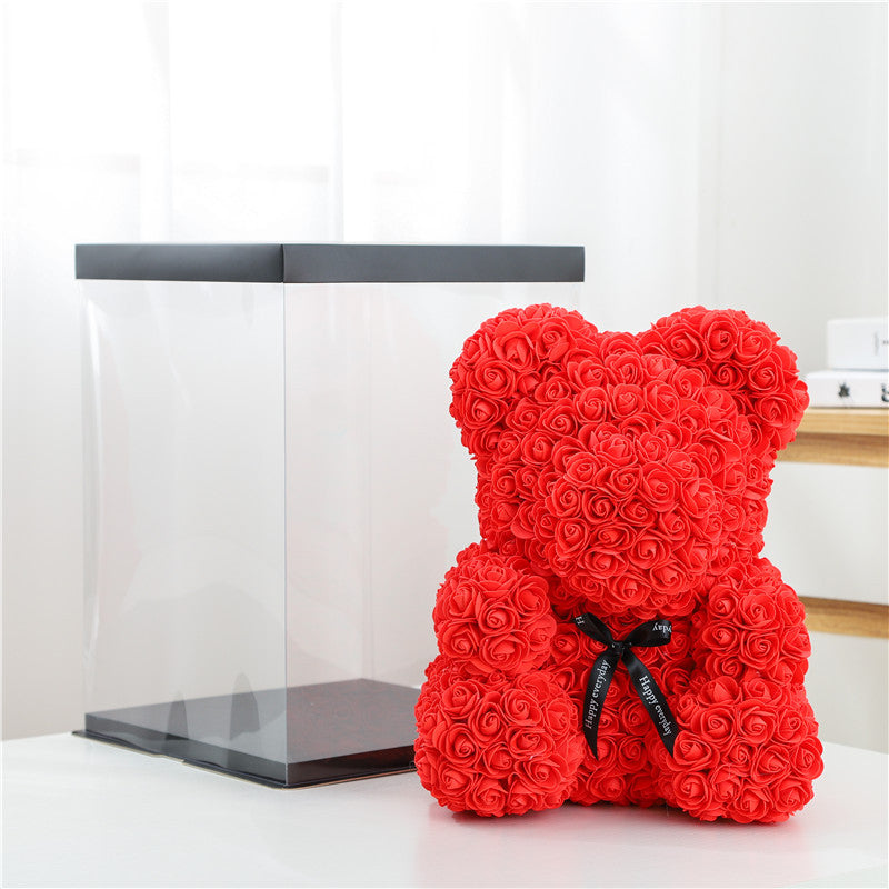 40cm Heart-Shaped Bow Crown Rose Bear Gift